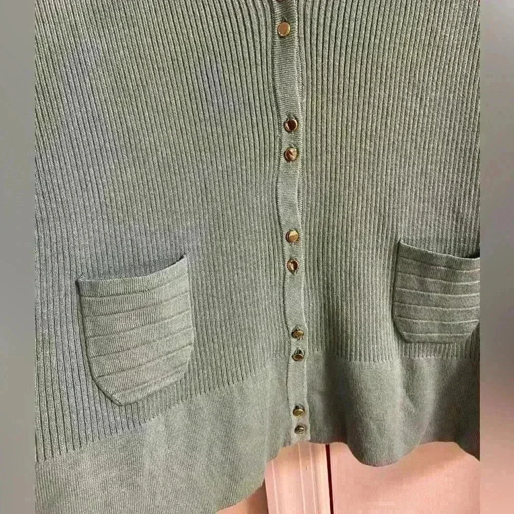 Cortefiel‎ cardigan sweater button front academia double pockets. Sz 8. NWT